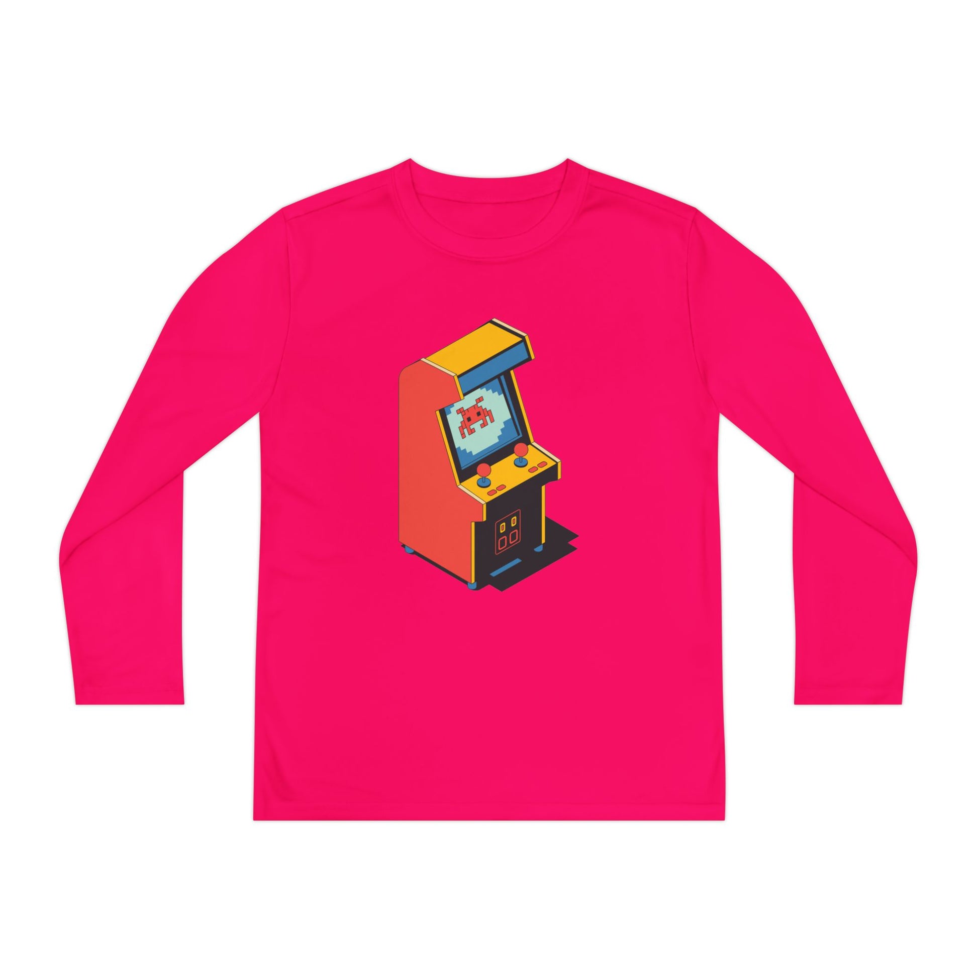 Youth Retro Arcade Long Sleeve Tee — Vintage Arcade Machine Graphic TEEZOCA