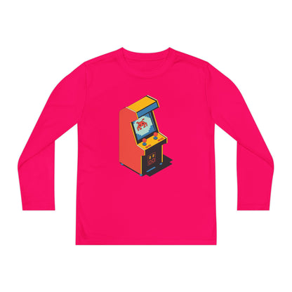 Youth Retro Arcade Long Sleeve Tee — Vintage Arcade Machine Graphic TEEZOCA