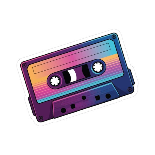 TEEZOCA retro neon cassette tape sticker colorful gradient design
