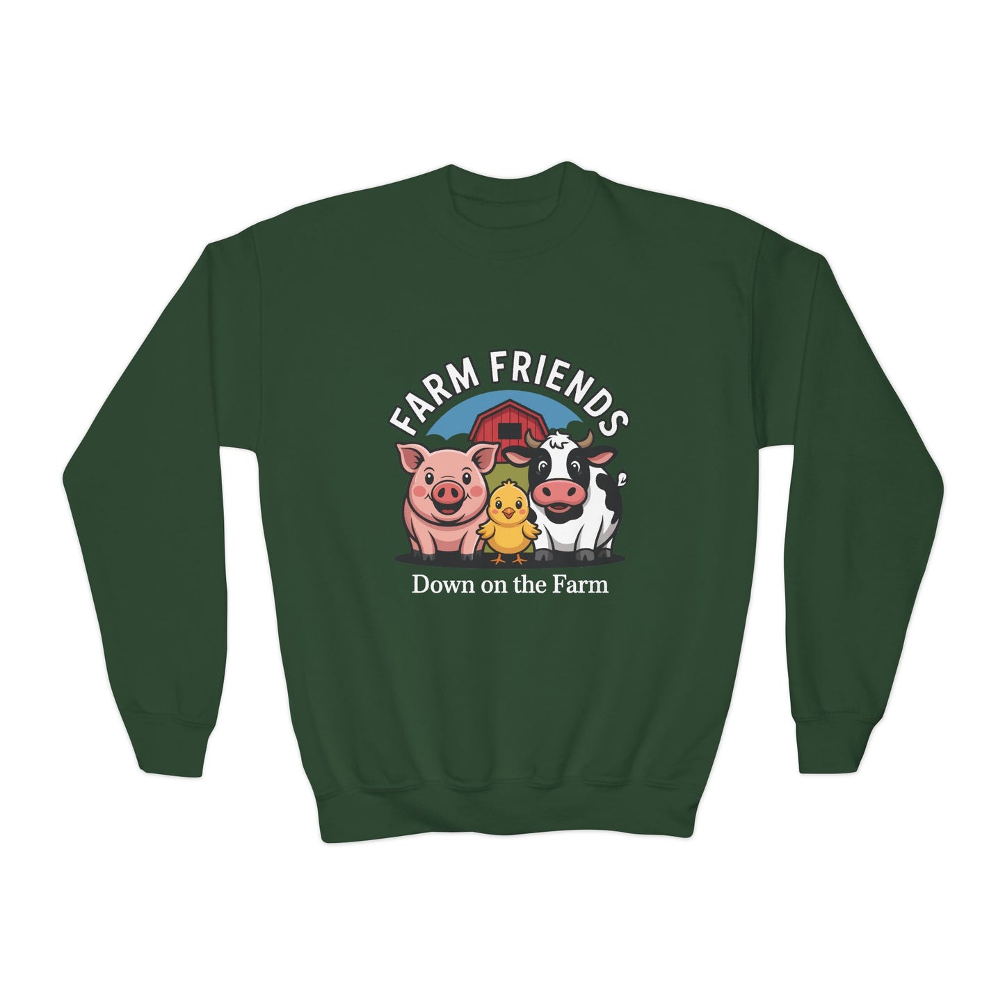 Farm Friends Youth Crewneck Sweatshirt — "Down on the Farm" Kids Pullover TEEZOCA