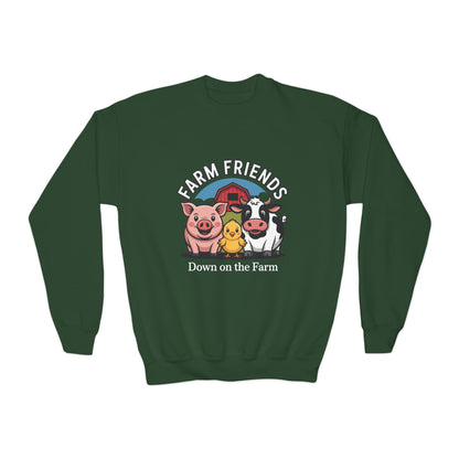 Farm Friends Youth Crewneck Sweatshirt — "Down on the Farm" Kids Pullover TEEZOCA