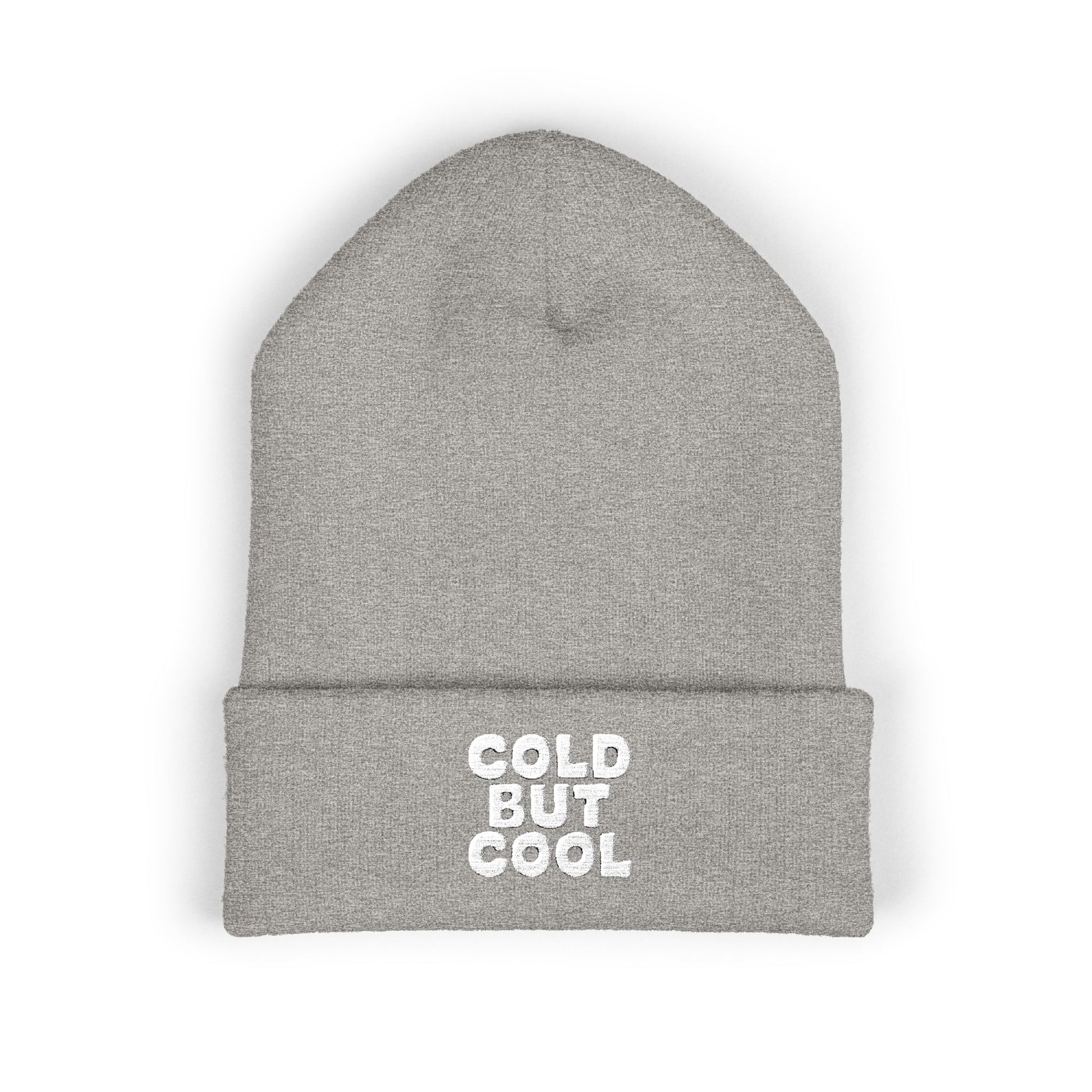 Mustard winter hat with funny Cold But Cool embroidered message