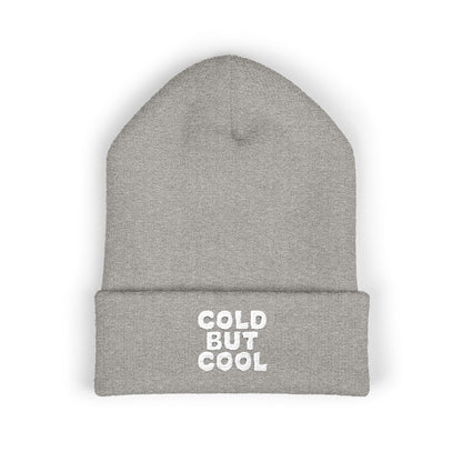 Mustard winter hat with funny Cold But Cool embroidered message