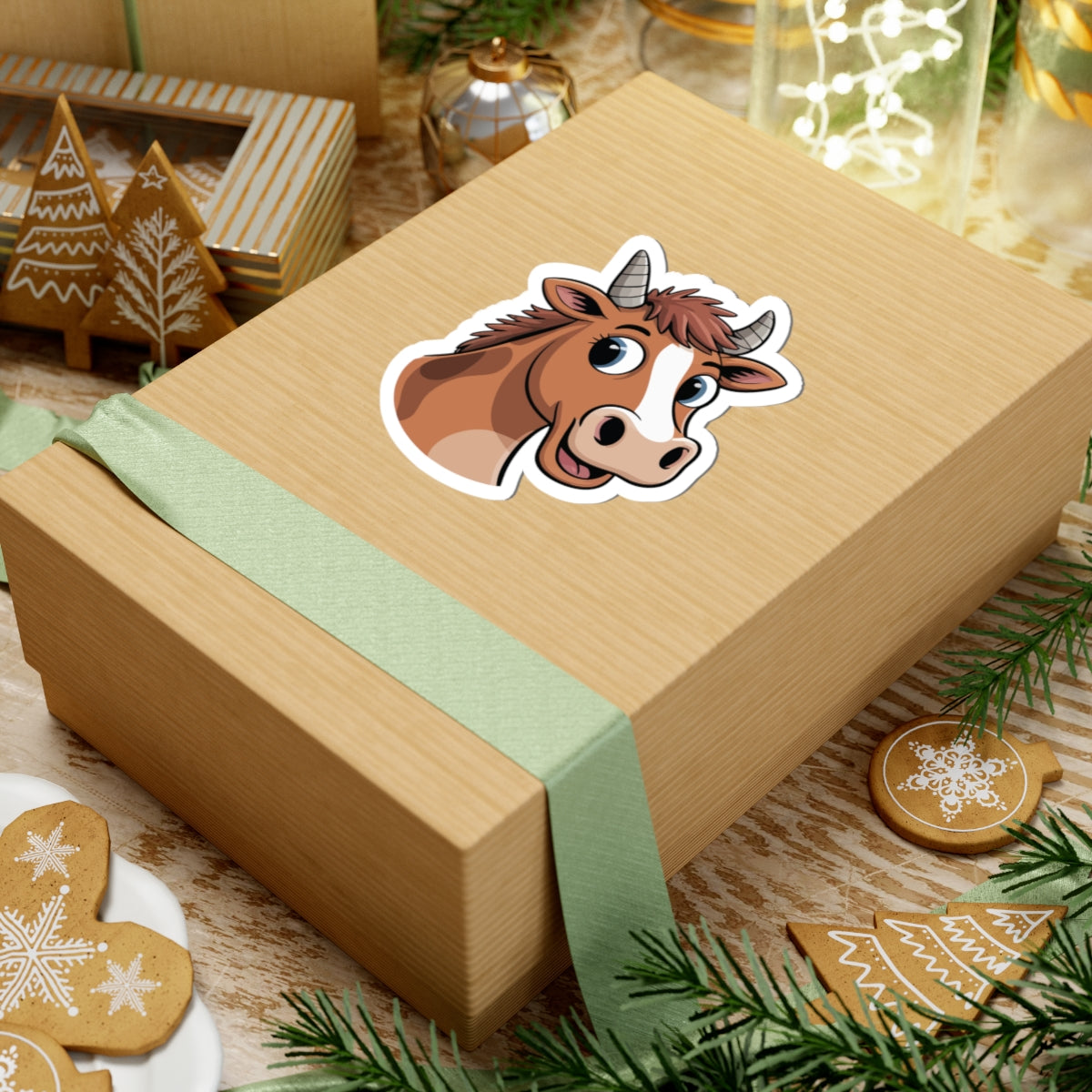 TEEZOCA smiling cow head sticker cute animal art