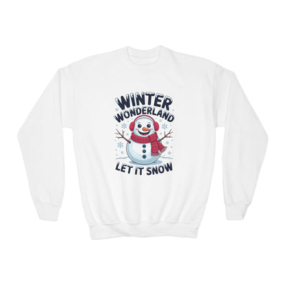 Youth Snowman Sweatshirt - "Winter Wonderland Let It Snow" Christmas Crewneck TEEZOCA