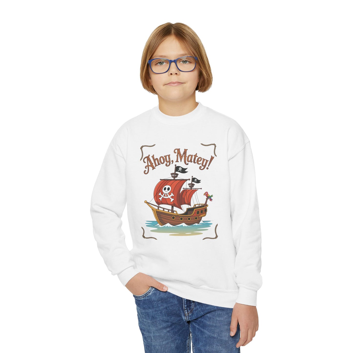 Ahoy, Matey! Kids Crewneck Sweatshirt | TEEZOCA 