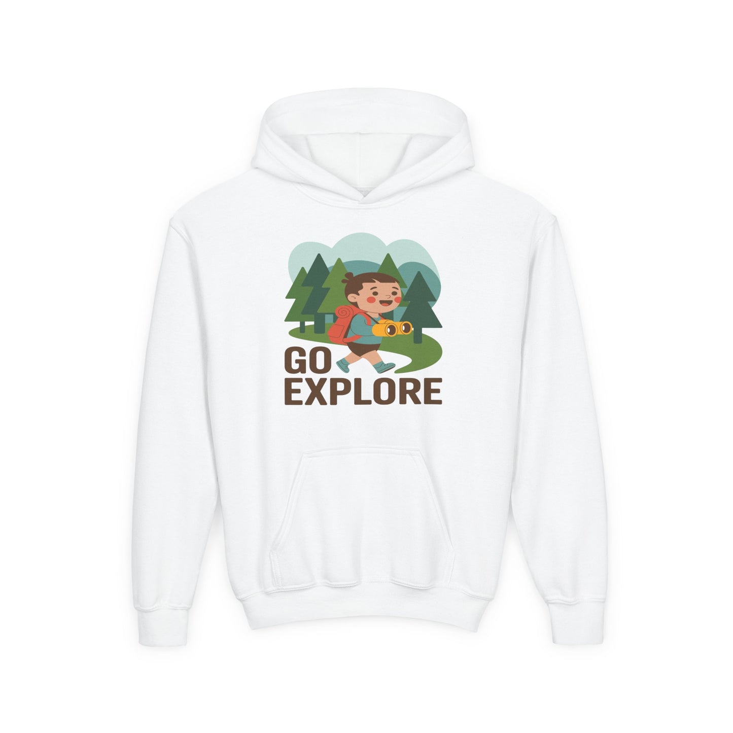 Youth Hoodie – "Go Explore" Camping Adventure Kid Sweatshirt TEEZOCA