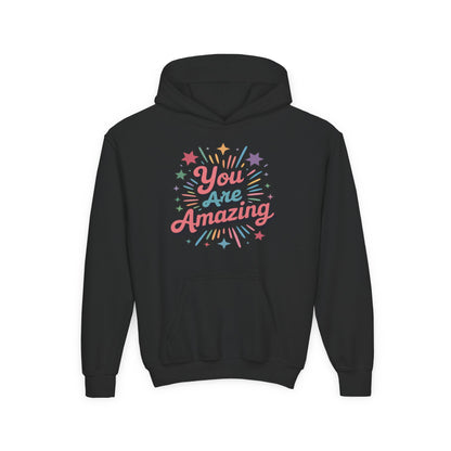 Youth Hoodie — "You Are Amazing" Inspiring Graphic Pullover TEEZOCA