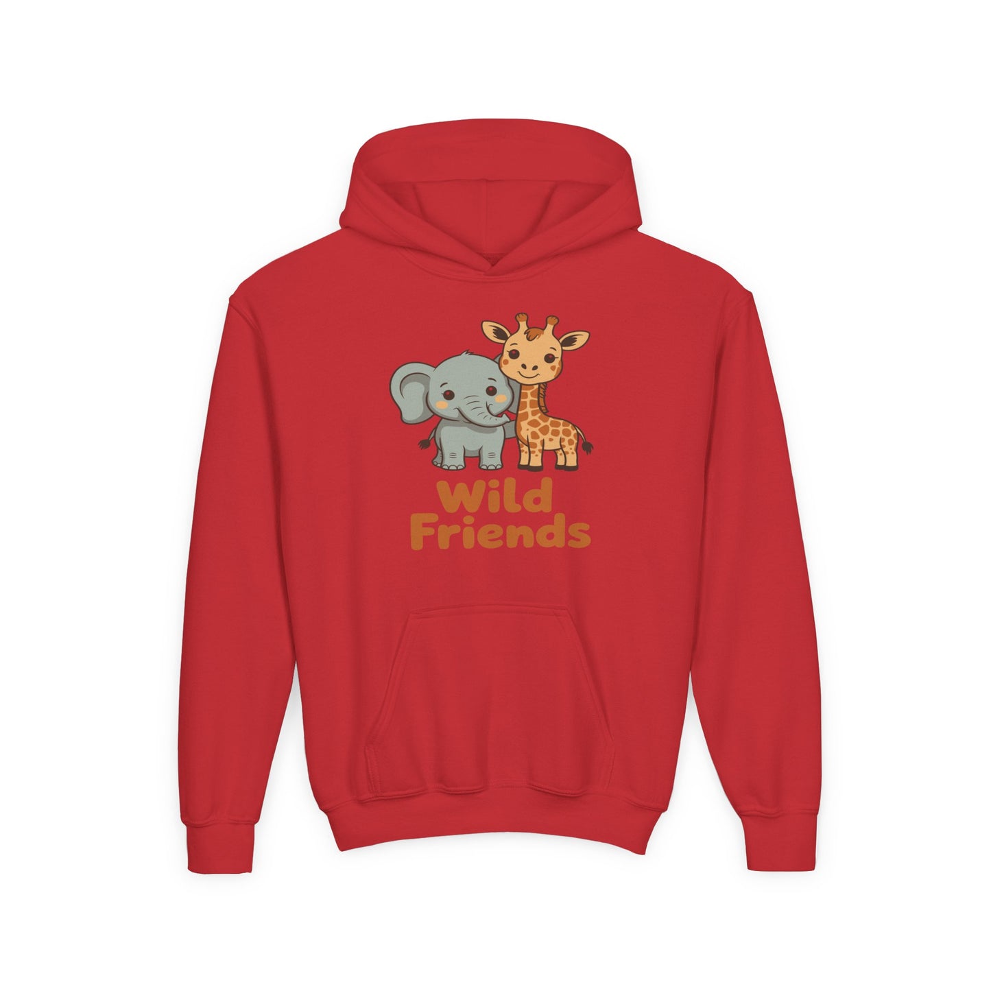 Wild Friends Kids Hoodie – Cute Elephant and Giraffe | TEEZOCA 
