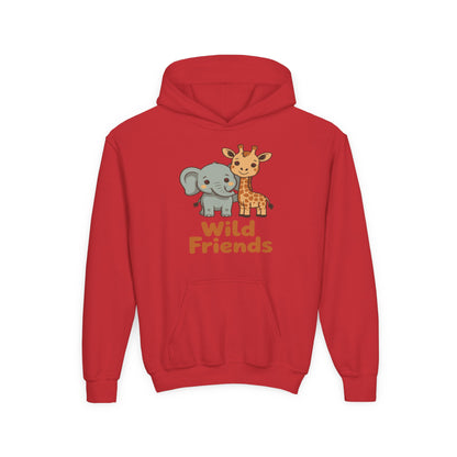 Wild Friends Kids Hoodie – Cute Elephant and Giraffe | TEEZOCA 