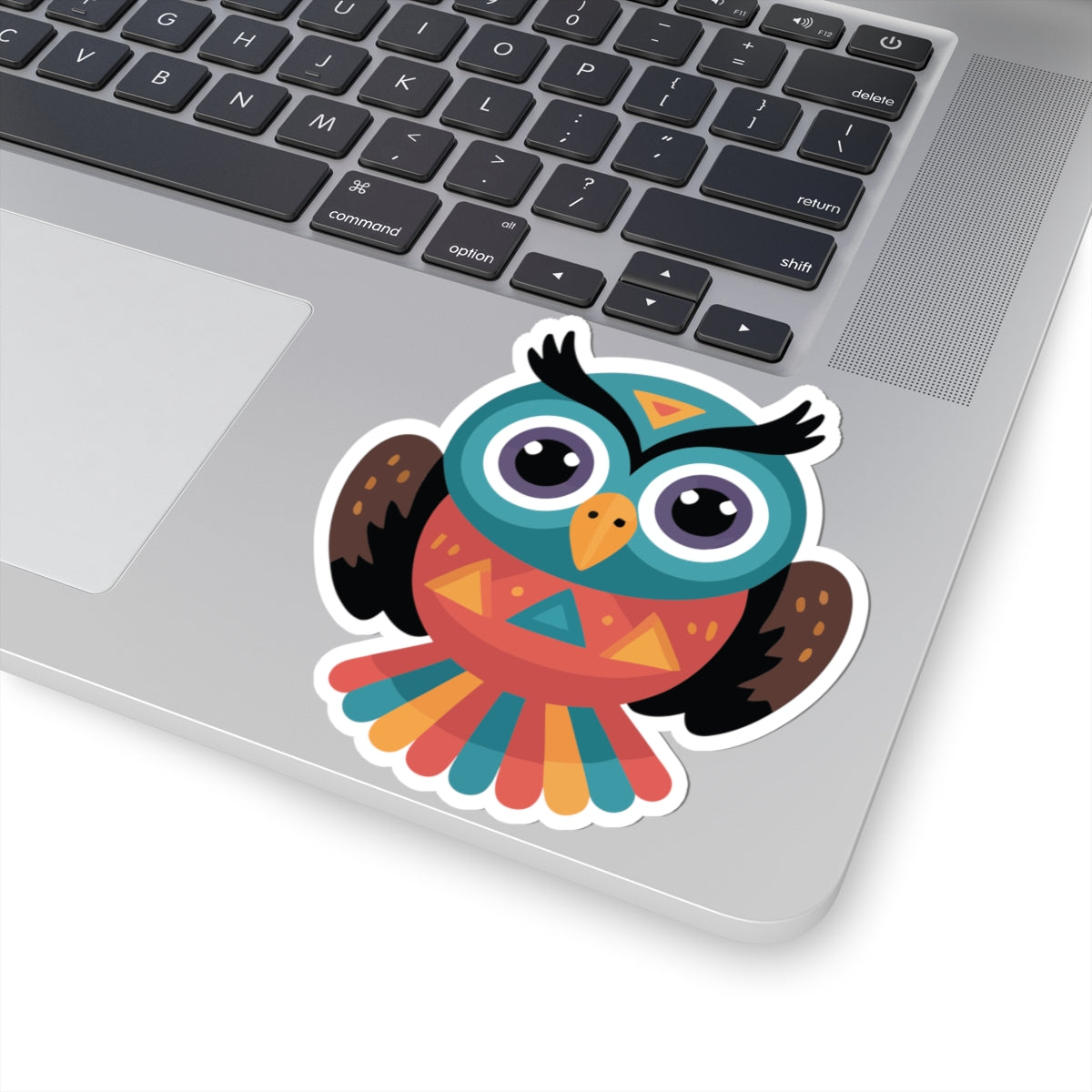 TEEZOCA cute geometric owl sticker with bold colors