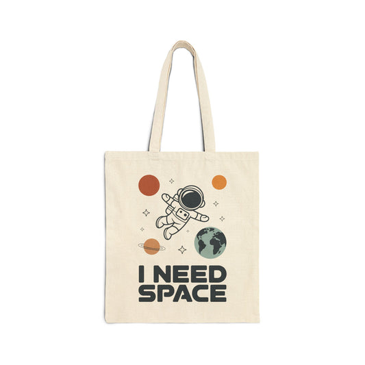 TEEZOCA tote bag with I Need Space astronaut and planets design