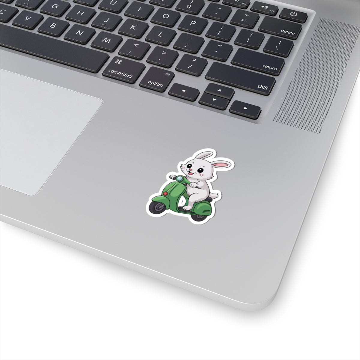 TEEZOCA cute bunny riding green scooter sticker