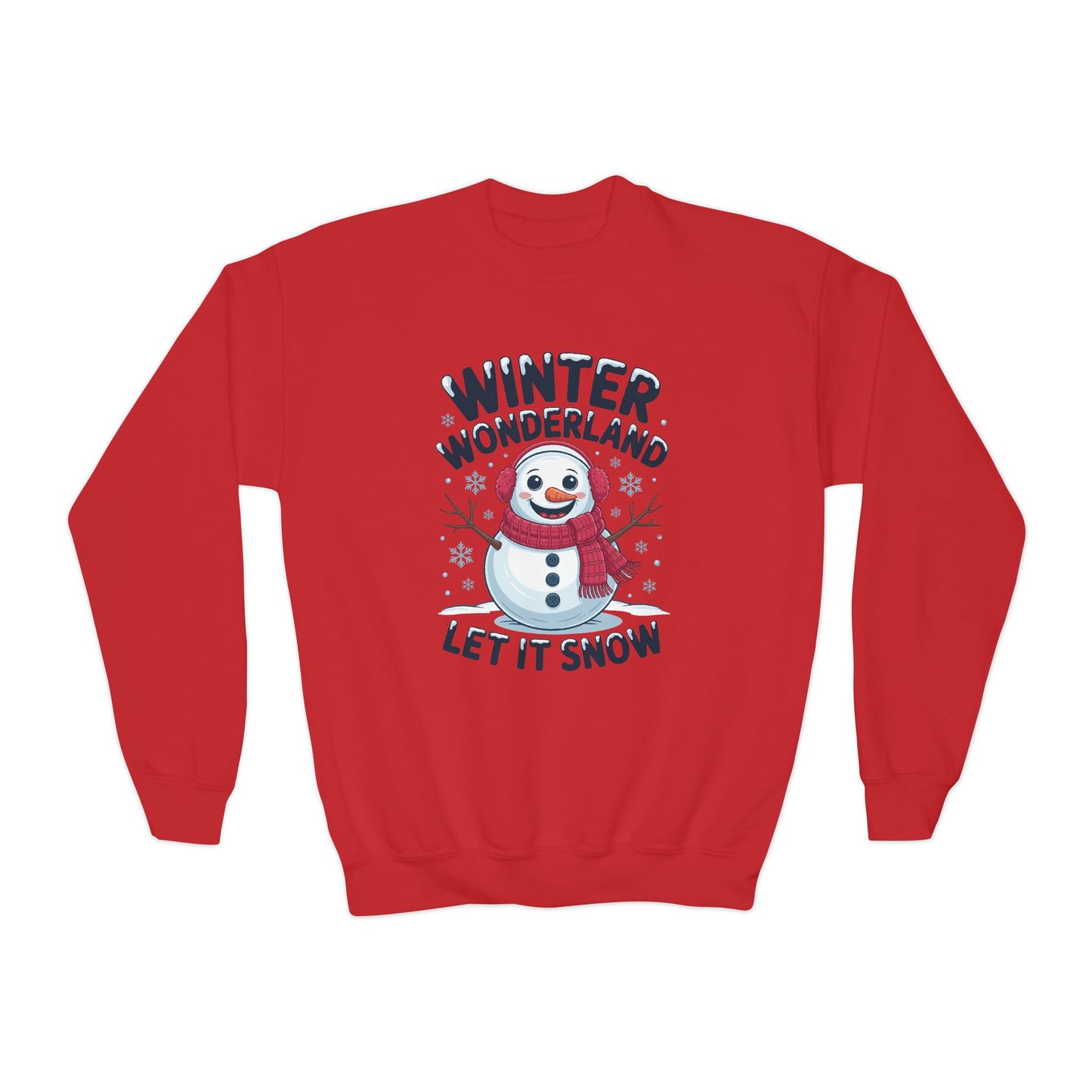 Youth Snowman Sweatshirt - "Winter Wonderland Let It Snow" Christmas Crewneck TEEZOCA