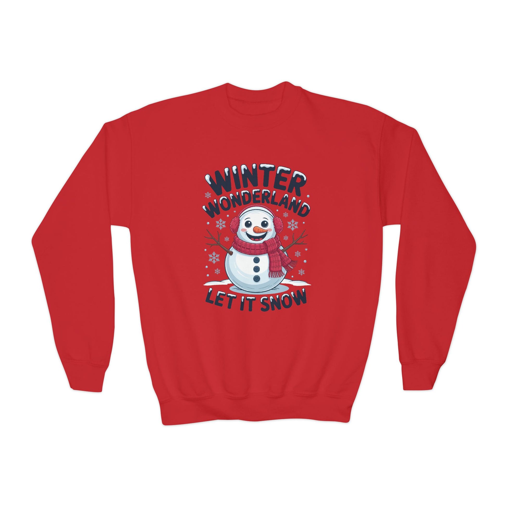 Youth Snowman Sweatshirt - "Winter Wonderland Let It Snow" Christmas Crewneck TEEZOCA