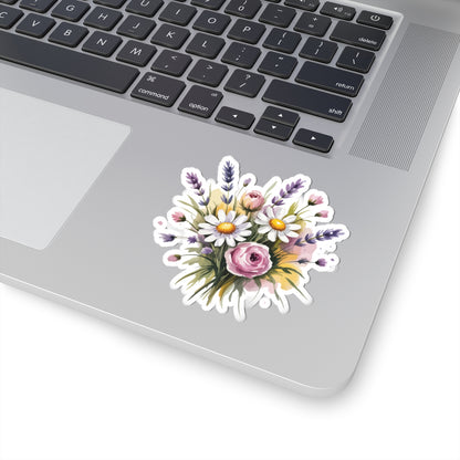TEEZOCA wildflower bouquet floral sticker with daisies roses and lavender