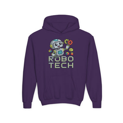 Youth Hoodie — Robo Tech Cute Robot Graphic for Kids (STEM, Robotics Club Gift) TEEZOCA