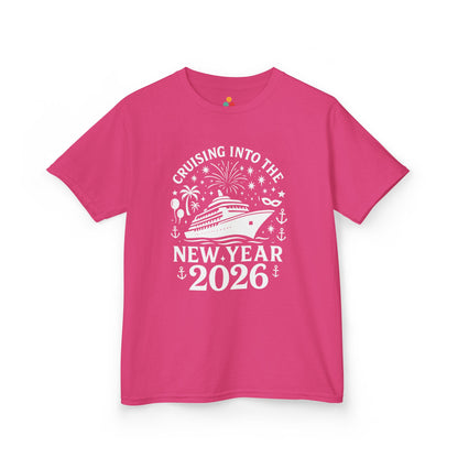 Pink t-shirt with New Year 2026 design on a white background