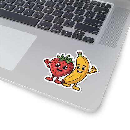 TEEZOCA cute strawberry banana cartoon sticker smiling fruit duo