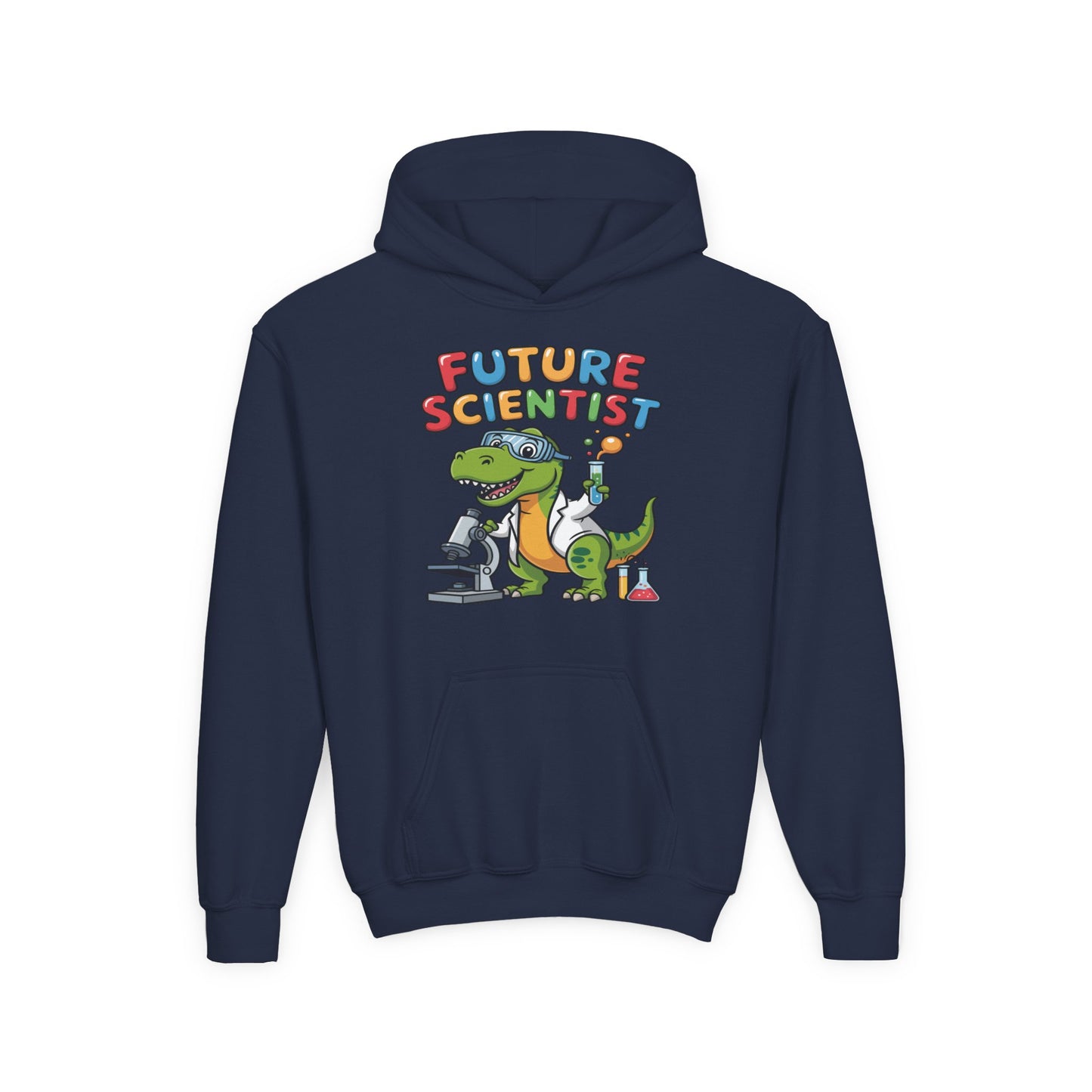 Children’s DTG hoodie featuring cartoon dinosaur science design TEEZOCA