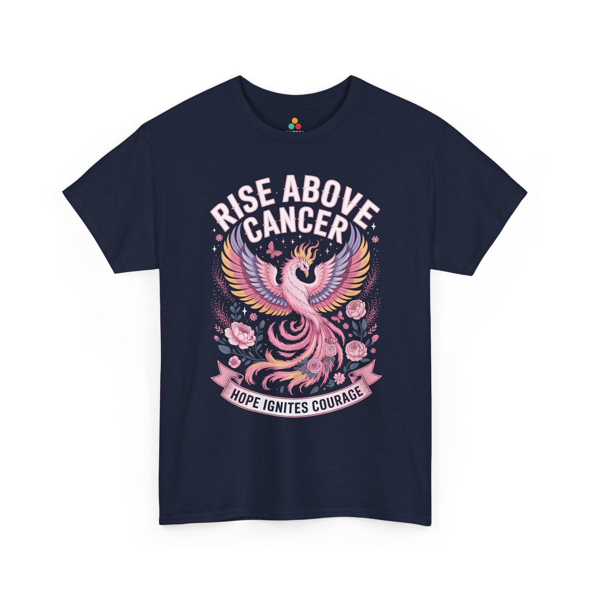 Rise Above Cancer Hope Ignites Courage Breast Cancer Awareness Unisex T-shirt | TEEZOCA 