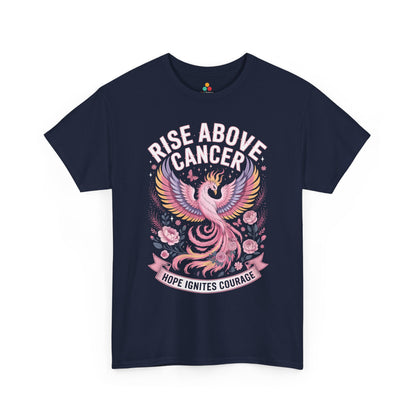 Rise Above Cancer Hope Ignites Courage Breast Cancer Awareness Unisex T-shirt | TEEZOCA 