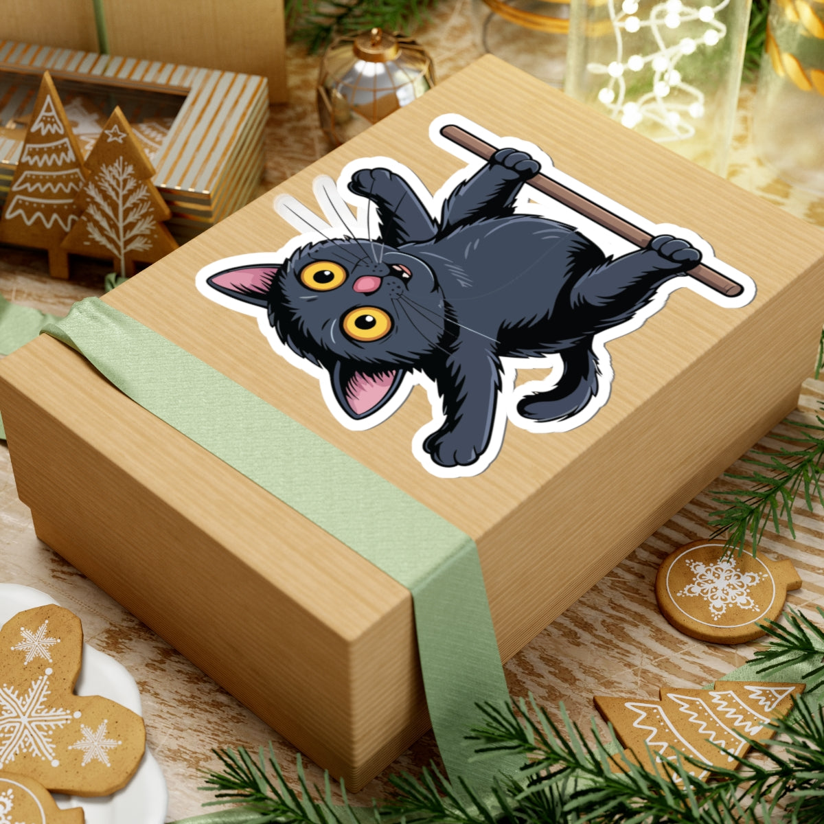 TEEZOCA cute hanging cat design for stickers