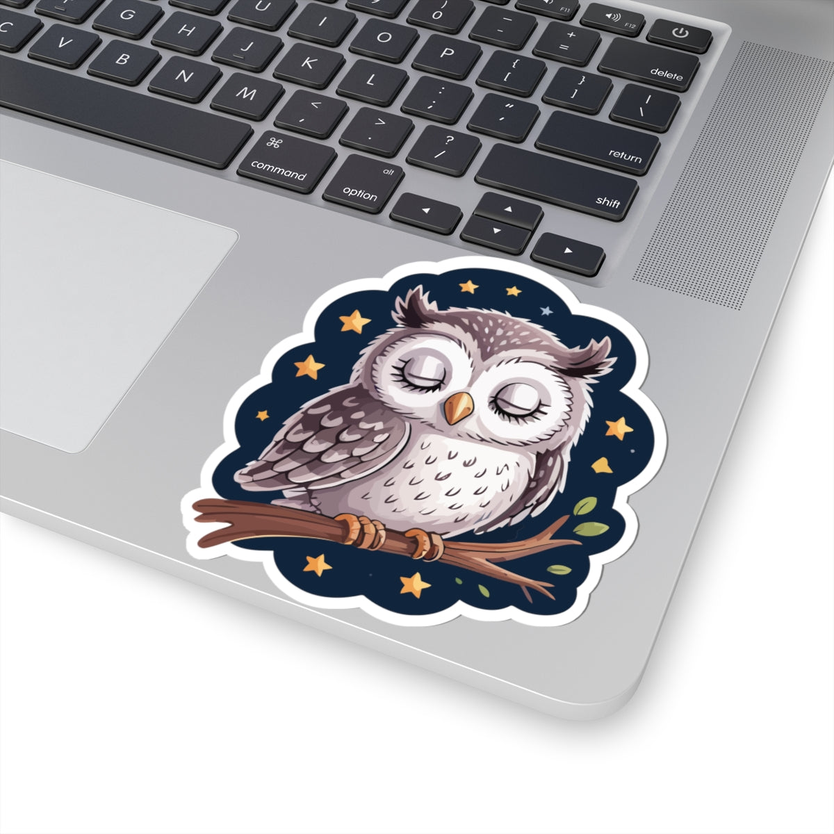 TEEZOCA cute sleeping owl sticker with peaceful owl on branch under starry night sky