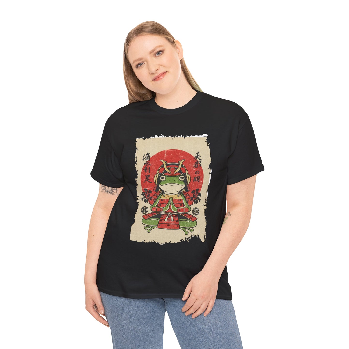 Frog Samurai Meditating Vintage Japanese Ukiyo-e Graphic T-Shirt