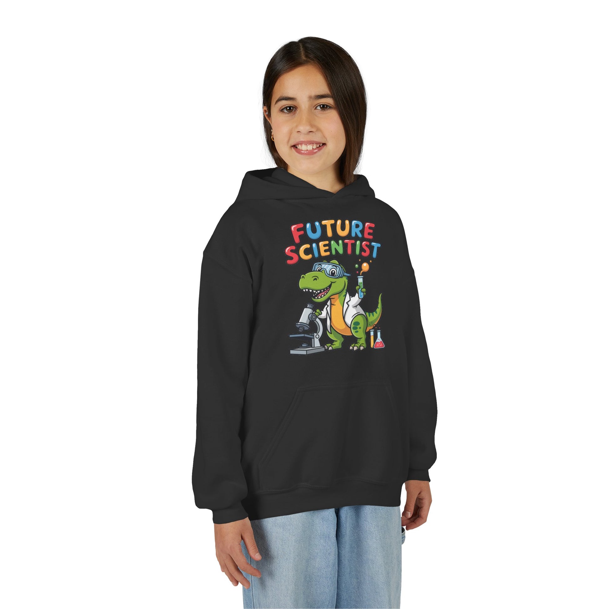 Youth Hoodie — "Future Scientist" Dino STEM Hoodie for Kids TEEZOCA