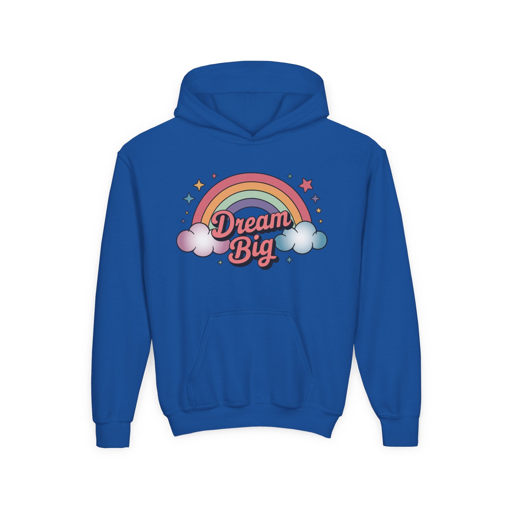 Youth Hoodie — 'Dream Big' Rainbow Graphic Kids Pullover TEEZOCA