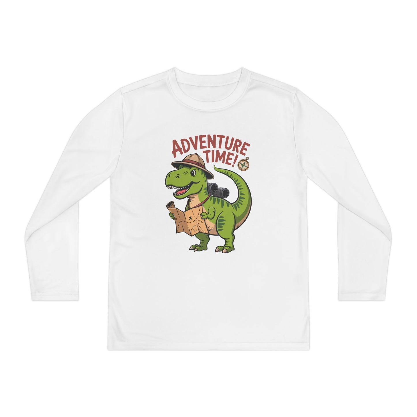 Adventure Time Kids Long Sleeve Tee — Explorer T-Rex Map Shirt TEEZOCA