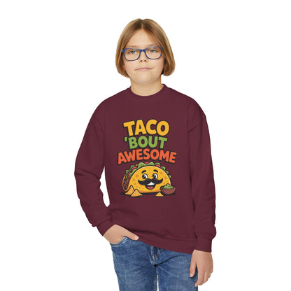 Taco ’Bout Awesome Kids Crewneck Sweatshirt | TEEZOCA 