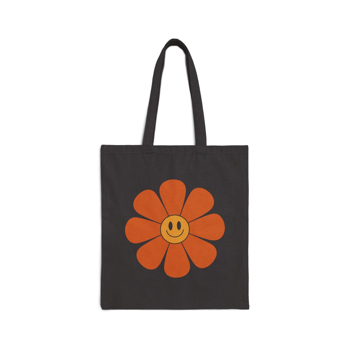 TEEZOCA tote bag with retro smiling flower illustration design