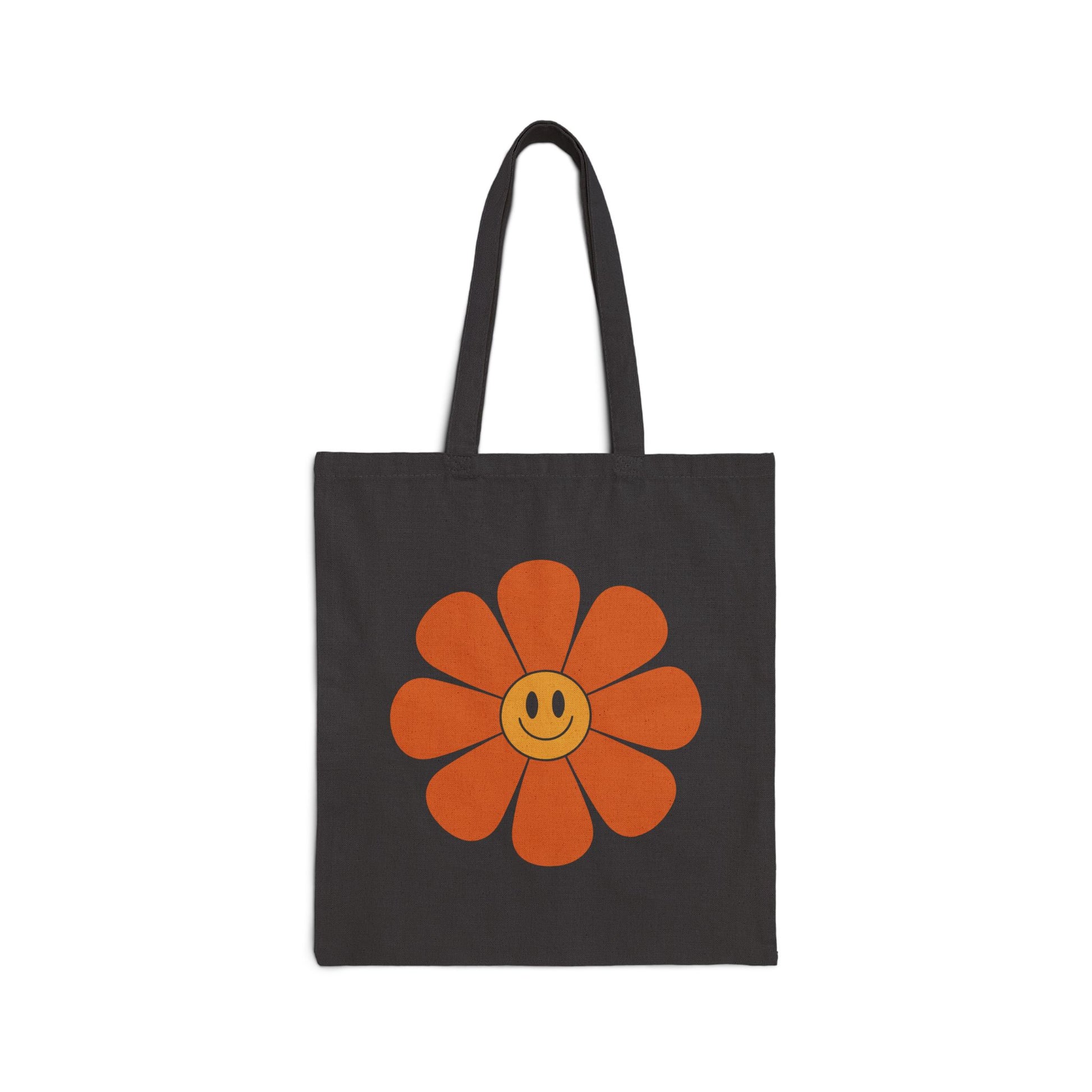TEEZOCA tote bag with retro smiling flower illustration design