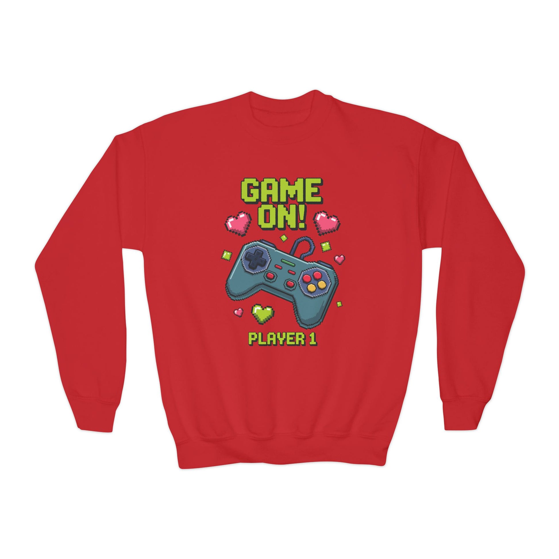 Game On Controller Sweatshirt — 'Player 1' Youth Gaming Crewneck TEEZOCA