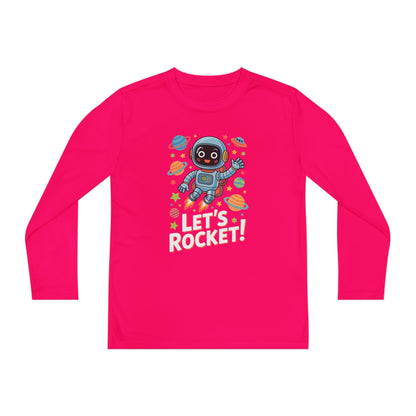Kids Long Sleeve Tee - 'Let's Rocket!' Space Astronaut Graphic TEEZOCA