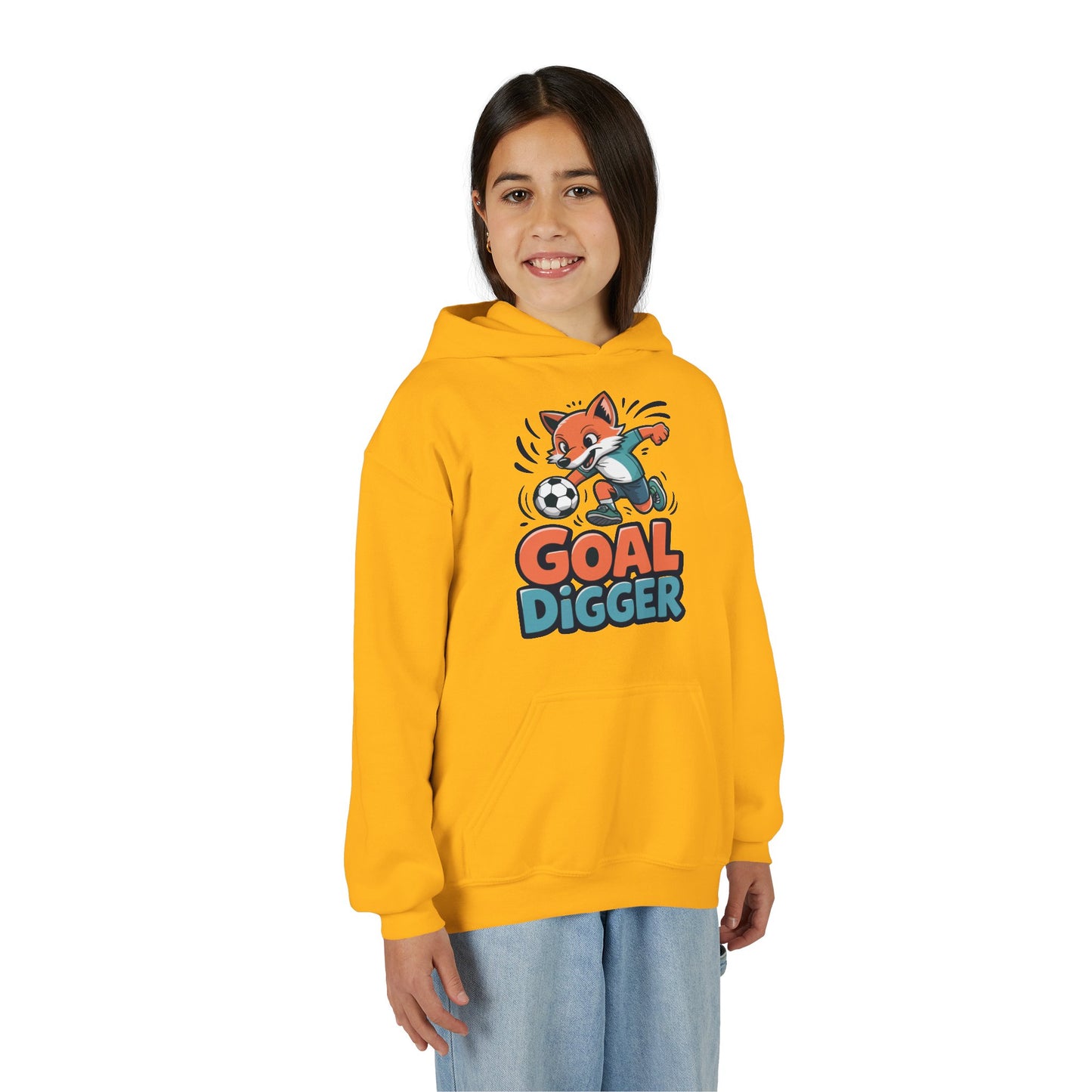 Youth Soccer Hoodie — 'Goal Digger' Fox Player Kids' Pullover TEEZOCA