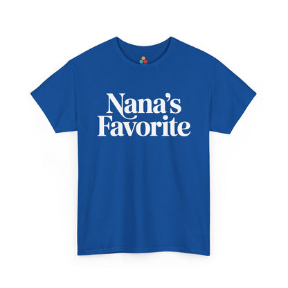  Royal blue t‑shirt with white “Nana’s Favorite” slogan, flat view.
