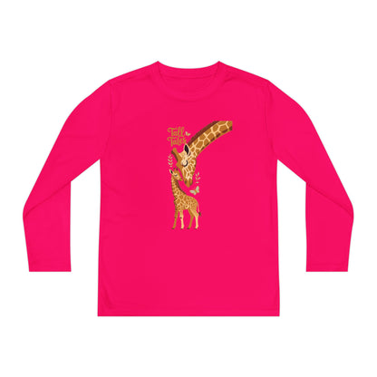Youth Long Sleeve Tee — Cute Giraffe Mom & Baby “Talk Talk” Graphic TEEZOCA