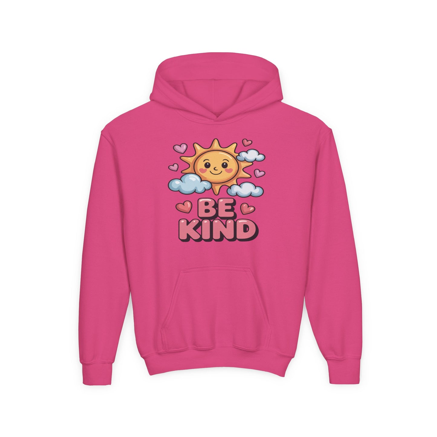 Youth Hoodie — Cute Sun "Be Kind" Design, Kids' Positive Message Pullover TEEZOCA