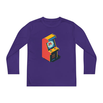 Youth Retro Arcade Long Sleeve Tee — Vintage Arcade Machine Graphic TEEZOCA