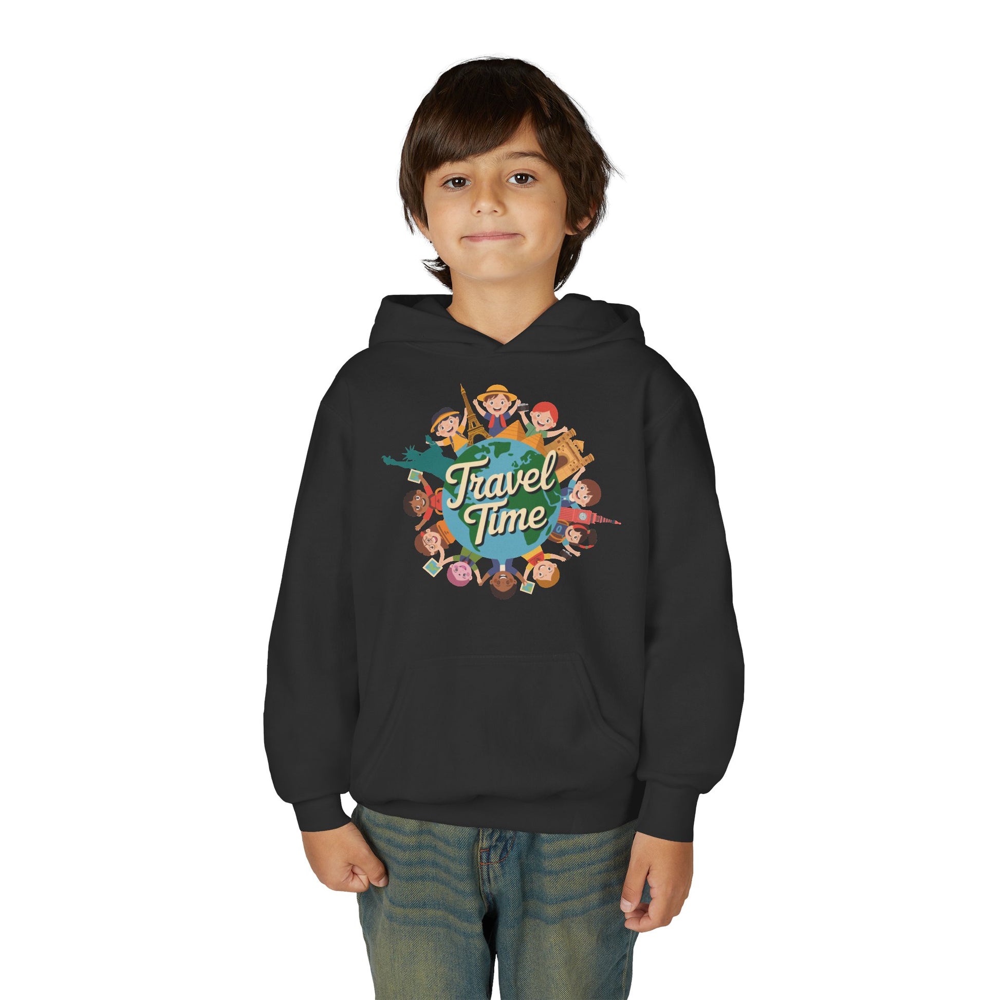 Youth Travel Time Hoodie — Kids Adventure Graphic Hoodie TEEZOCA