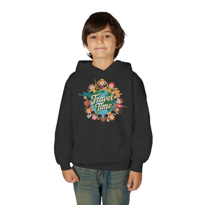 Youth Travel Time Hoodie — Kids Adventure Graphic Hoodie TEEZOCA