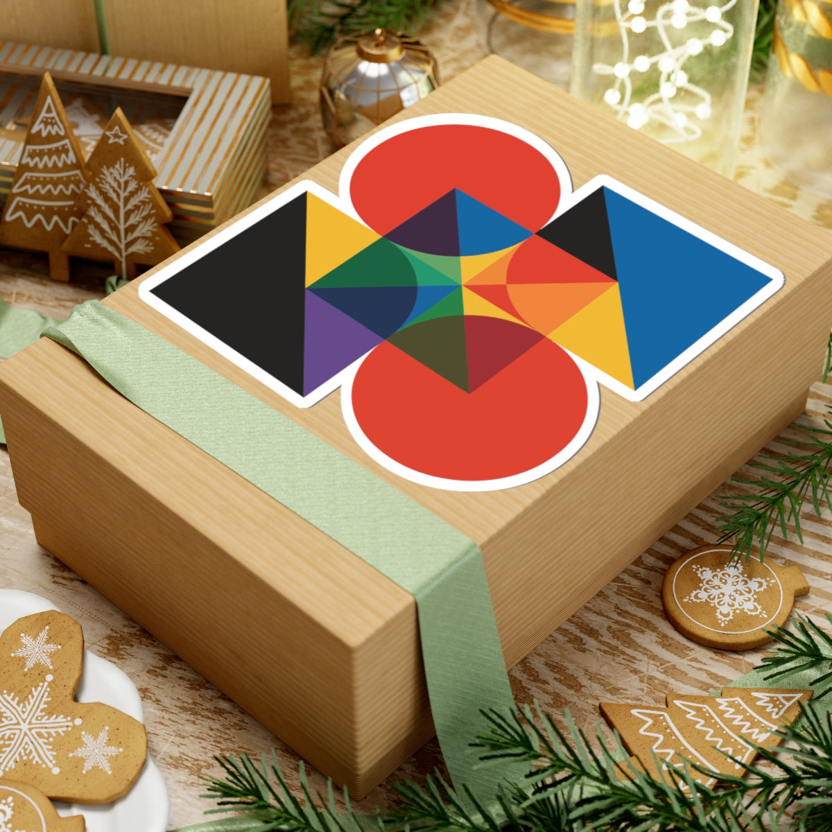 TEEZOCA abstract geometric sticker vibrant color block pattern