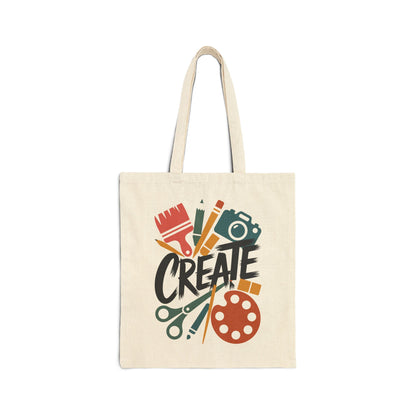 TEEZOCA tote bag with Create text and illustrated art tools design