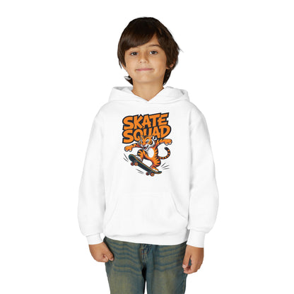 Youth Hoodie - 'Skate Squad' Tiger Skateboard Graphic Pullover TEEZOCA
