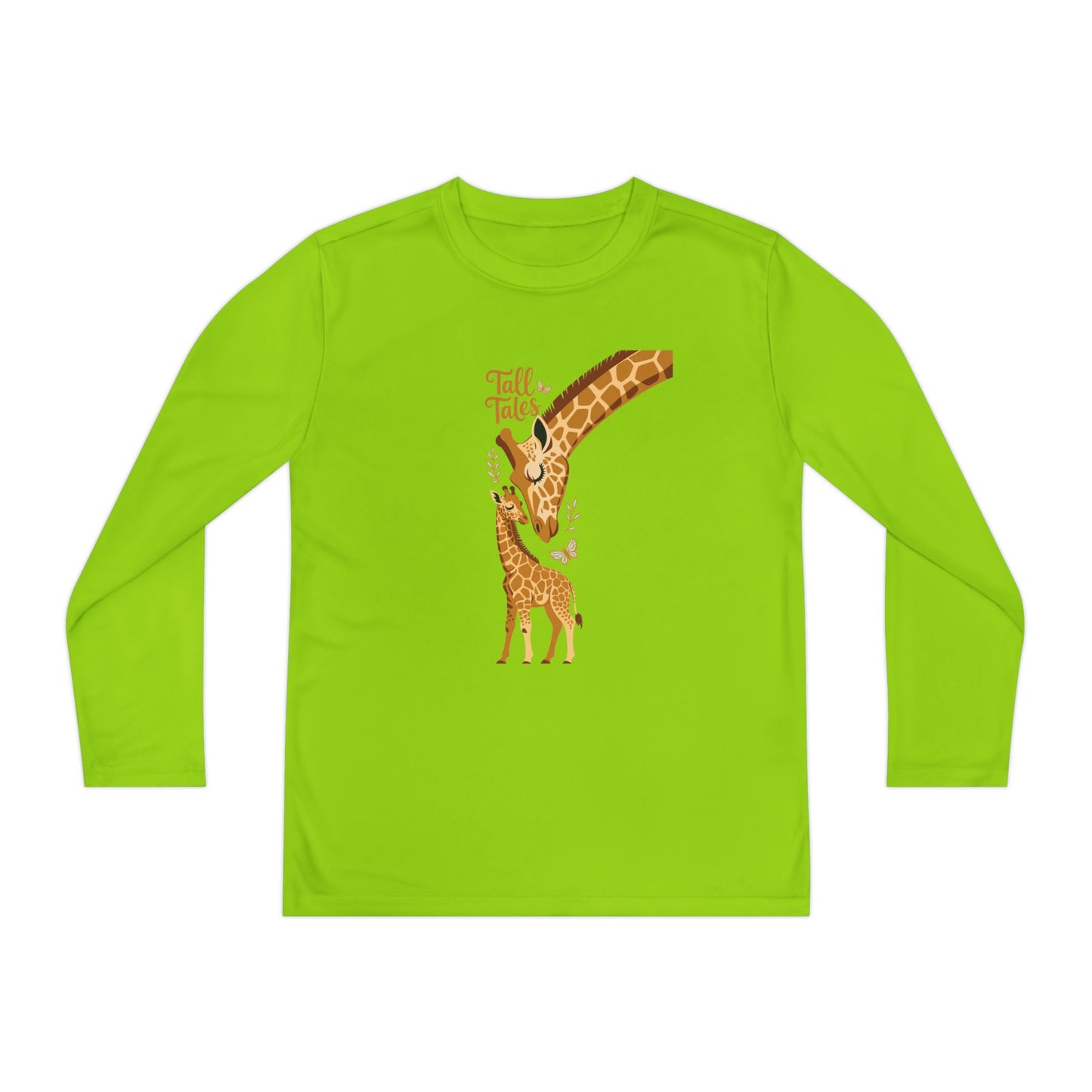 Youth Long Sleeve Tee — Cute Giraffe Mom & Baby “Talk Talk” Graphic TEEZOCA