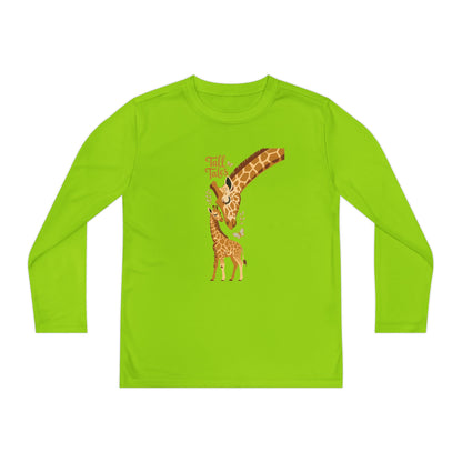 Youth Long Sleeve Tee — Cute Giraffe Mom & Baby “Talk Talk” Graphic TEEZOCA