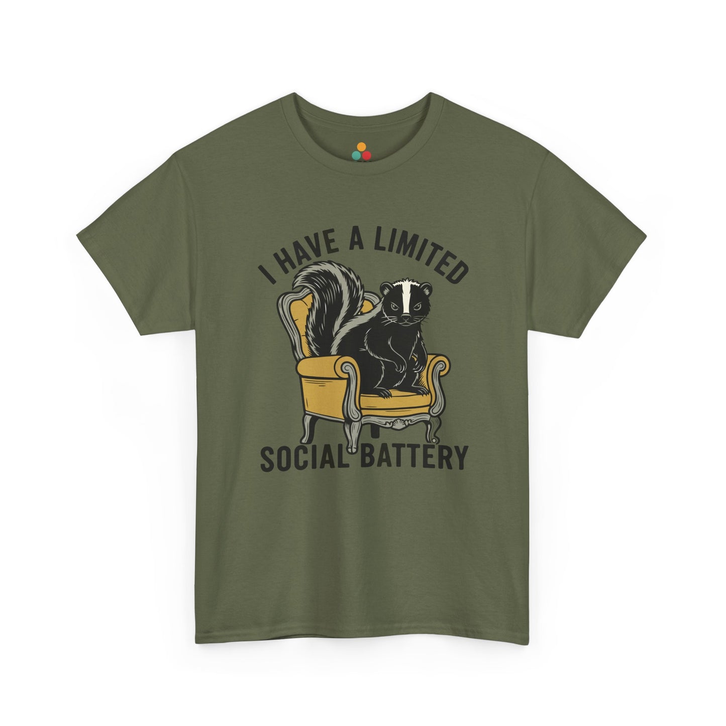 Skunk Social Battery Graphic T-Shirt - "I Have a Limited Social Battery" Funny Introvert Tee | TEEZOCA 
